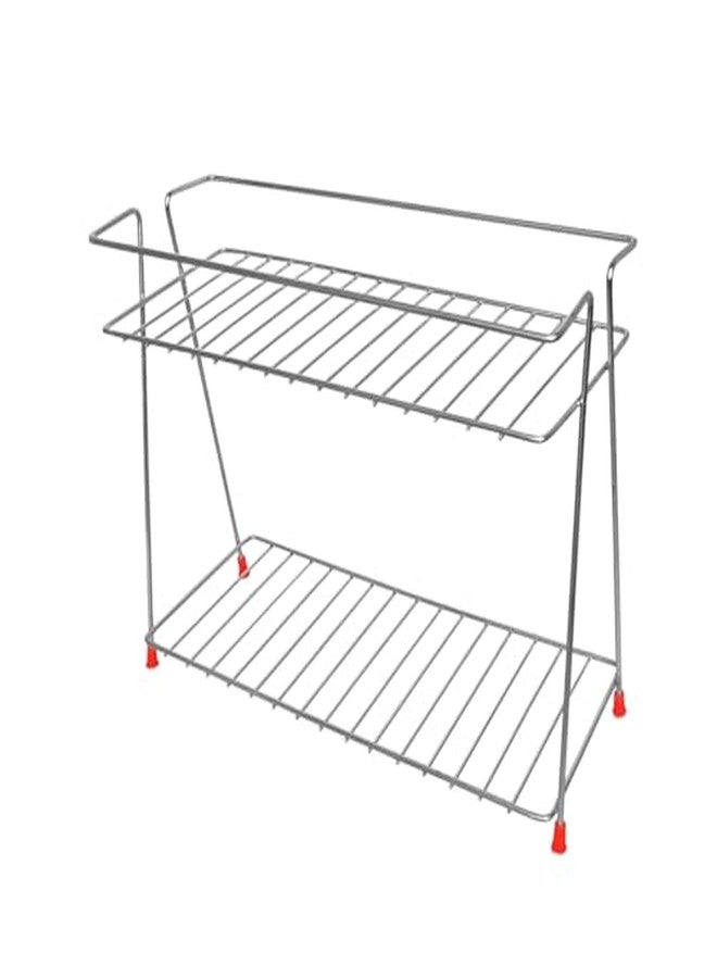 Deehome Stainless Steel 2-Tier Multipurpose Rust-Resistant Shelf Basket for Kitchen, Bathroom, Vanity - Space-Saving Organizer for Spice Jars, Condiments, Toiletries & More - Image 4